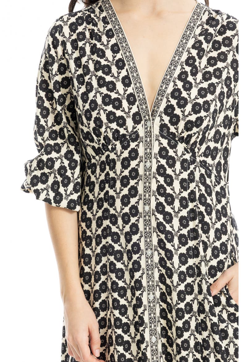 max studio black and white dress Three-Quarter Sleeve Maxi (Women) Contrast Trim Along Neckline occasion 2026 02 spring 1 Butter Cream Petite Buttercream Size:Waist 32