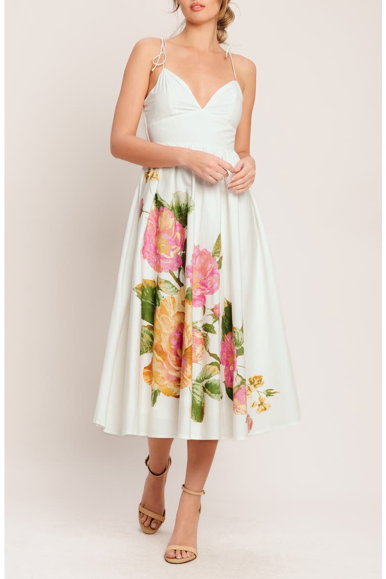 Floral Cotton Midi Sundress, Alternate, color, IVORY
