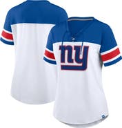 FANATICS Women's Fanatics White/Royal New York Giants Athena Rhinestone Lace-Up V-Neck T-Shirt