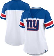 FANATICS Women's Fanatics White/Royal New York Giants Athena Rhinestone Lace-Up V-Neck T-Shirt