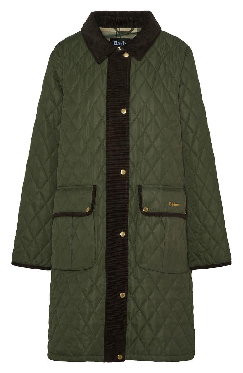 Barbour Tulip Corduroy Trim Quilted Coat, Alternate, color, 