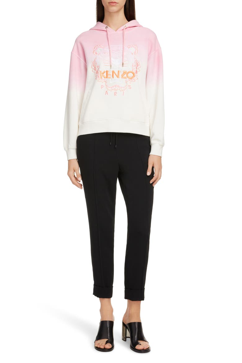 Dip Dye Tiger Logo Cotton Hoodie, Alternate, color, FLAMINGO PINK