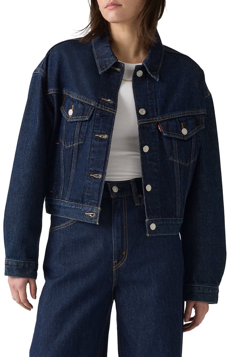 Levi's Shrunken '90s Denim Trucker Jacket, Main, color, Shaded View