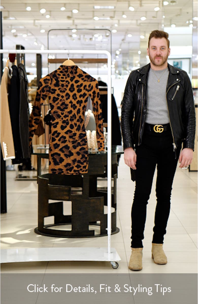 Leopard Print Long Sleeve Body-Con Minidress, sales video thumbnail