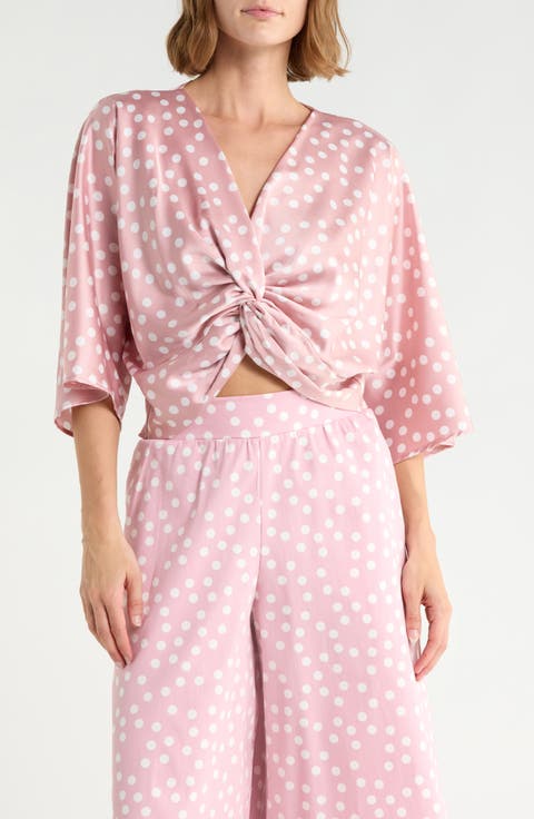 Polka Dot Front Twist Top