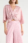 Renee C Polka Dot Front Twist Top