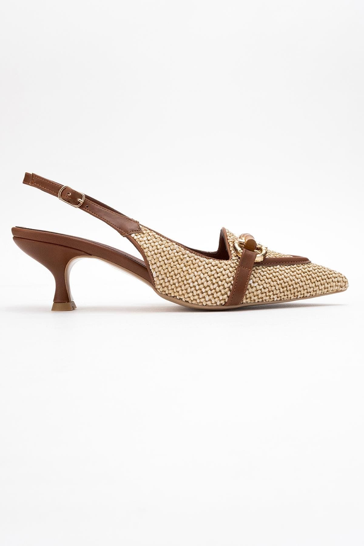 Prologue Shoes Osca Pointed Toe Buckled Slingback Pump, Alternate, color, Cognac