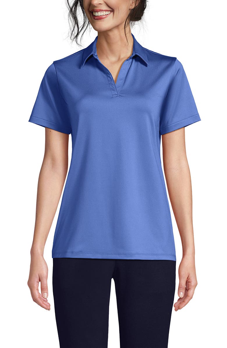 Lands' End Short Sleeve Rapid Dry Sport Neck Polo Shirt, Main, color, True Blue
