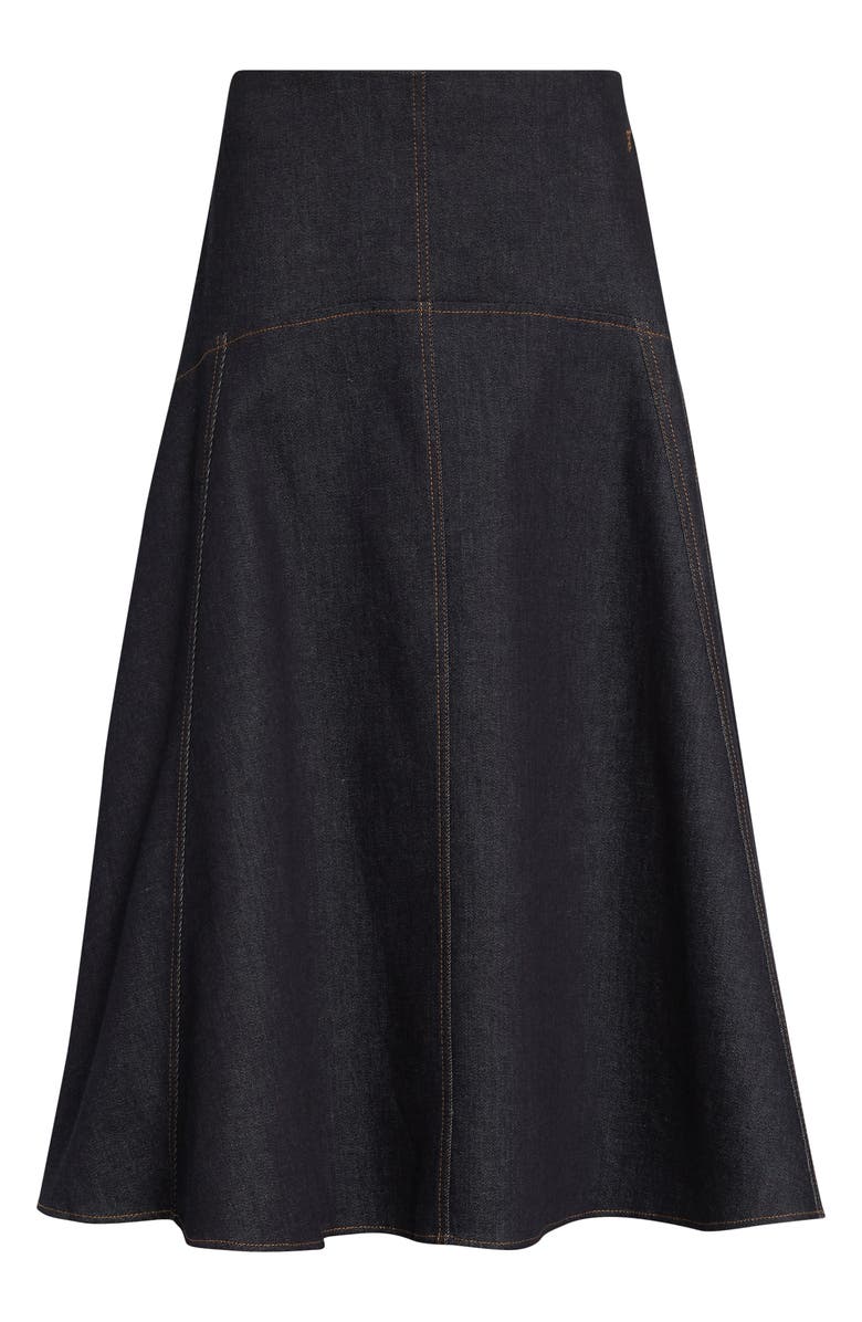 Jacquemus La Jupe Triangle de-Nîmes A-Line Denim Midi Skirt, Alternate, color, Dark Navy