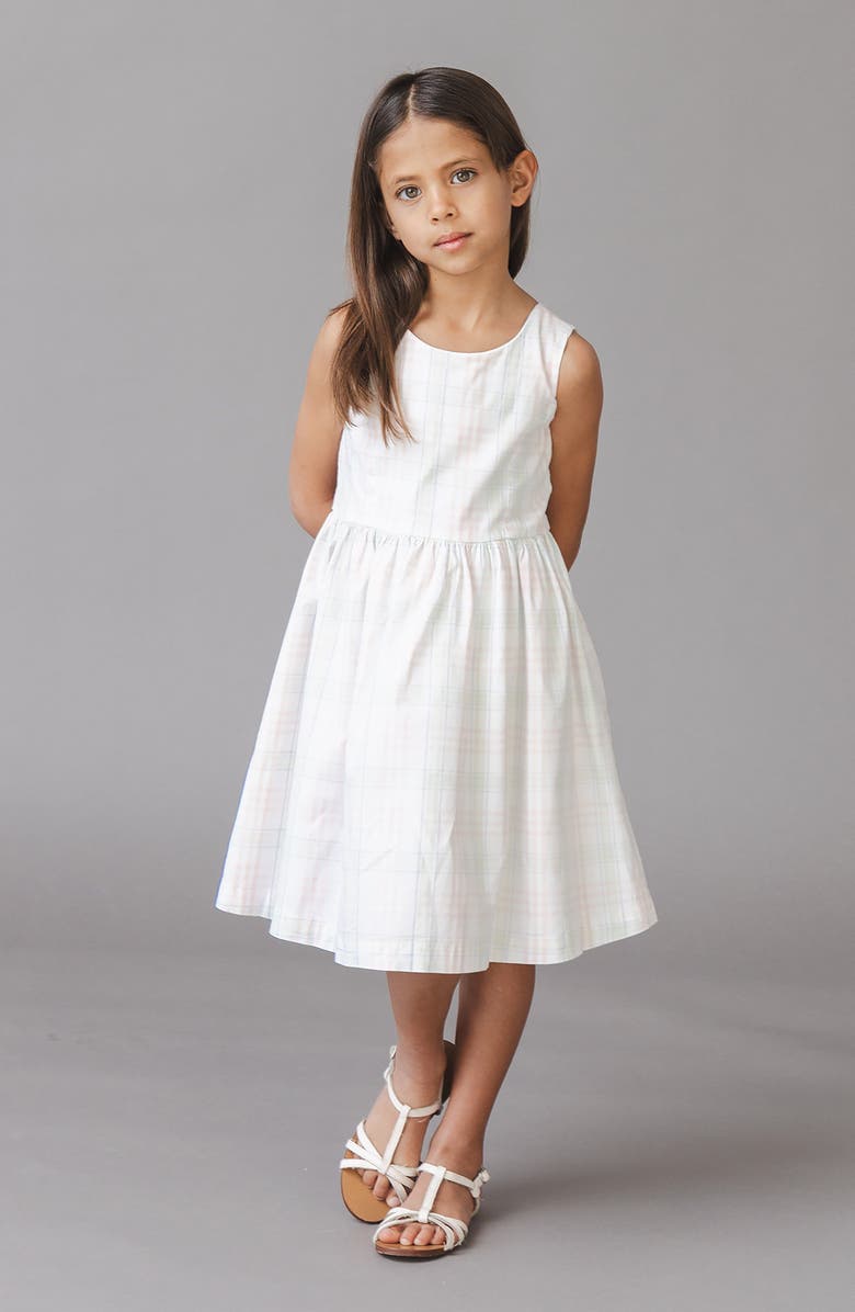 Hope & Henry Kids' Organic Stretch Poplin Button Back Party Dress, Alternate, color, Chateau Plaid