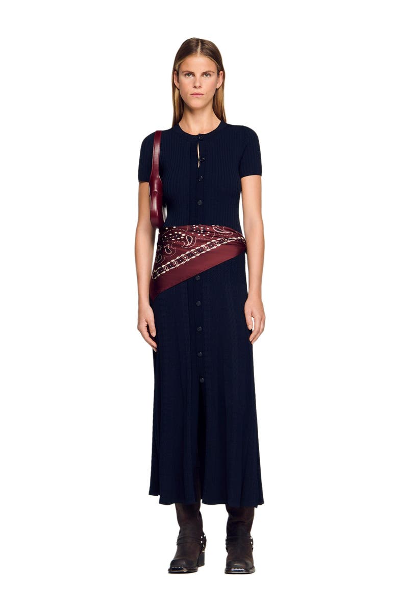 SANDRO Knit maxi dress, Alternate, color, Navy Blue