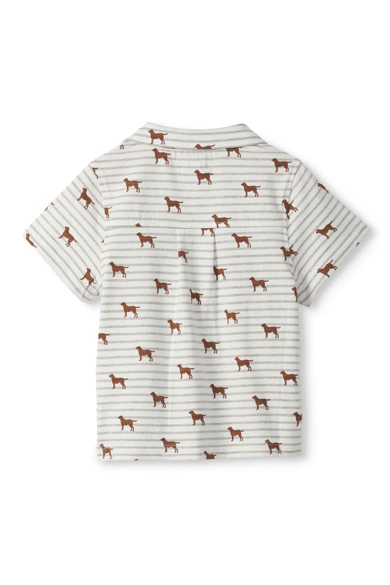 Kids' Little Pups Knit Cotton Camp Shirt, Alternate, color, NATURAL