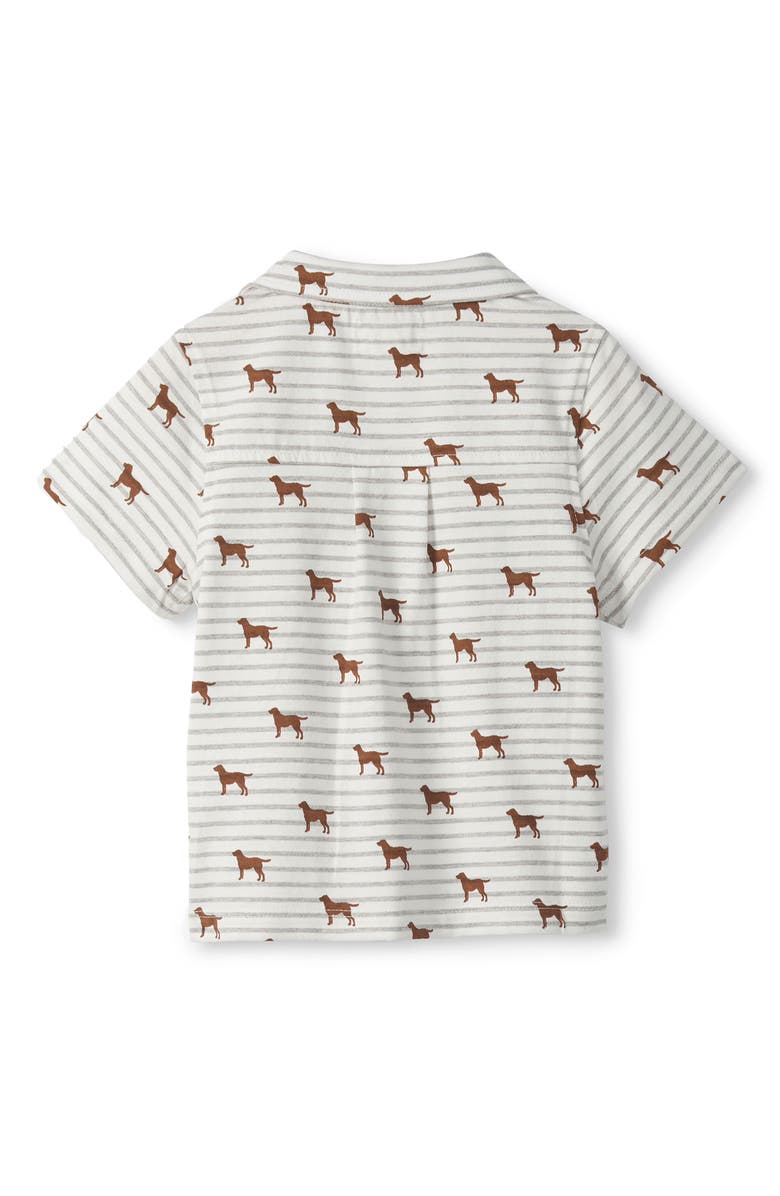 Hatley Kids' Little Pups Knit Cotton Camp Shirt, Alternate, color, Natural