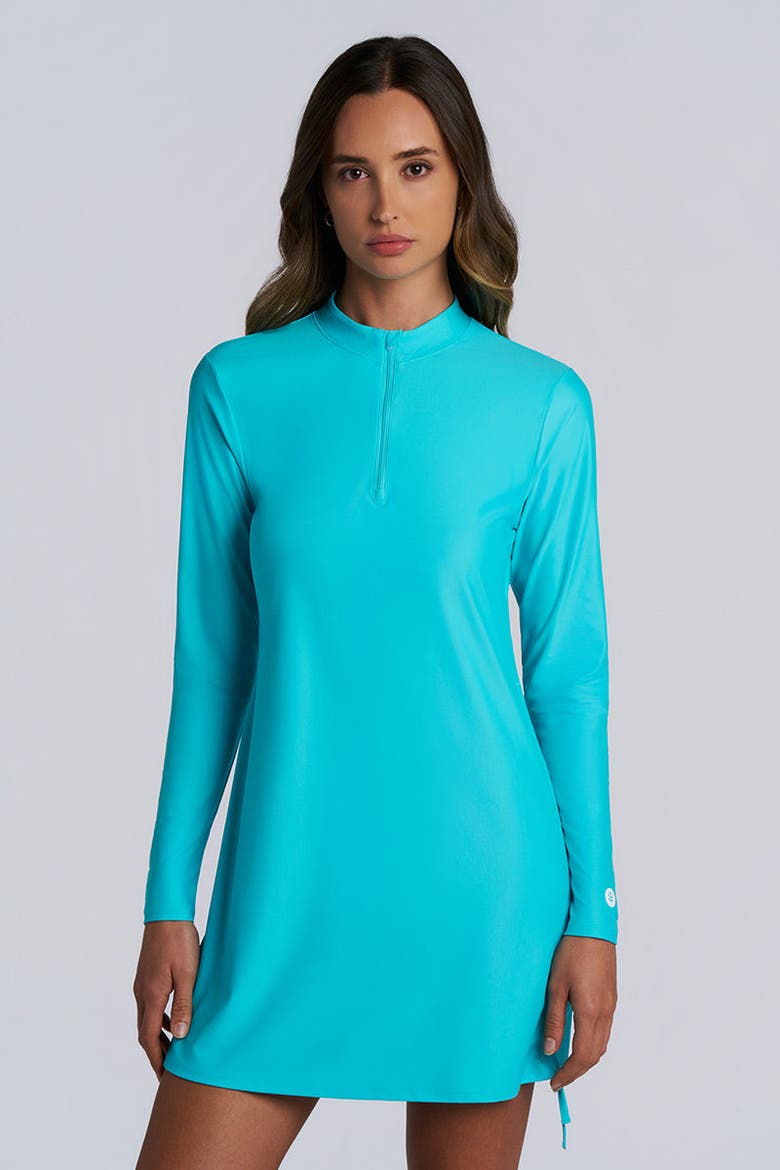 Women's Key Biscayne Ruche Swim Top, UPF 50+ Sun Protection, Alternate, color, Coolibar Blue