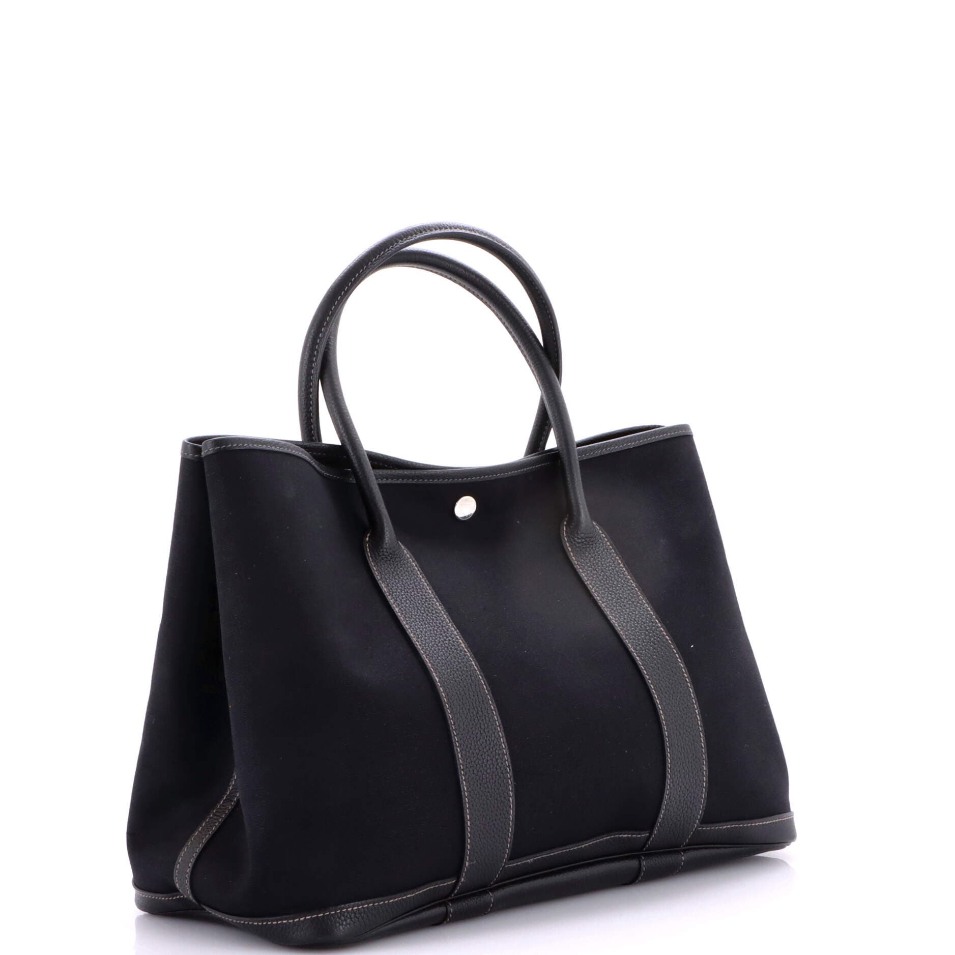 Pre-Owned Hermes Garden Party Tote Toile and Leather 36, Alternate, color, Noir