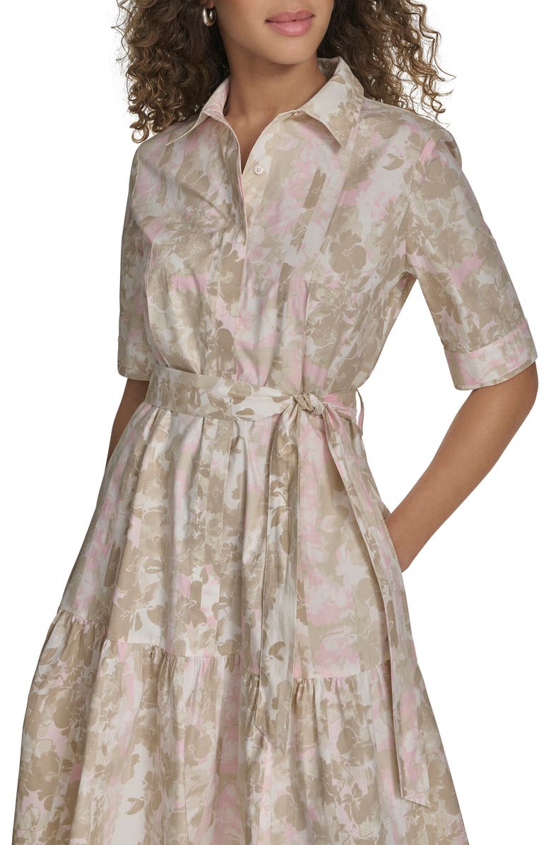 Calvin Klein Floral Short Sleeve Cotton Shirtdress, Alternate, color,