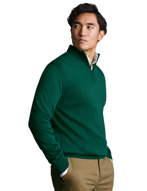 Merino Zip Neck Long Sleeve Sweater