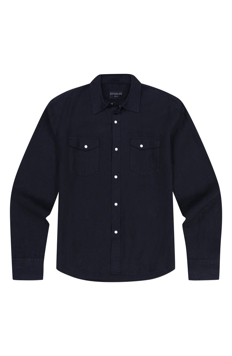 Goodlife Snap Front Shirt, Alternate, color, Black