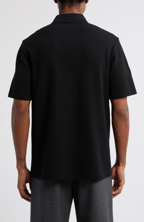 Open Edit Waffle Texture Cotton Blend Polo In Black