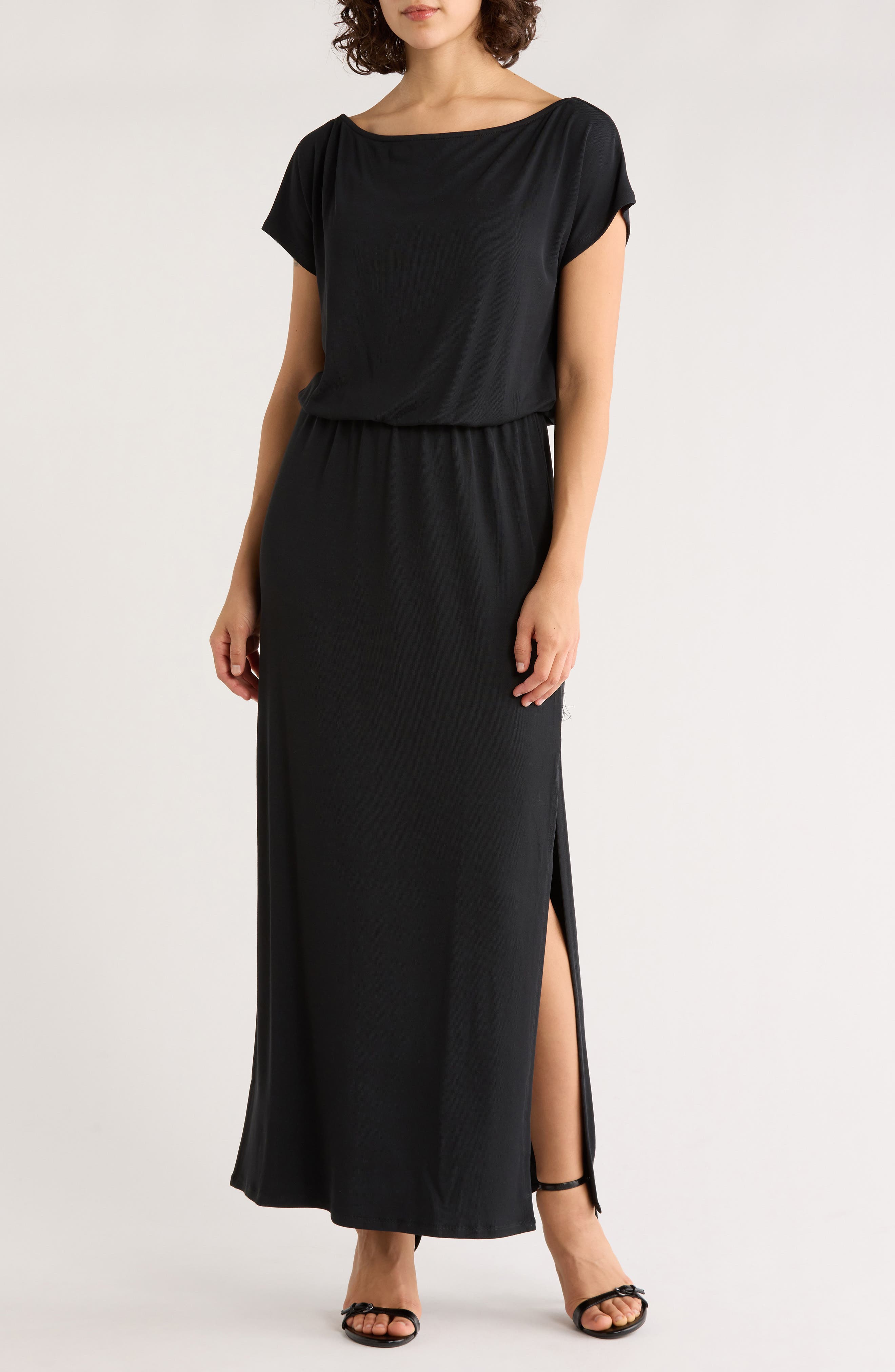 Lovestitch Cap Sleeve Slit Maxi Dress