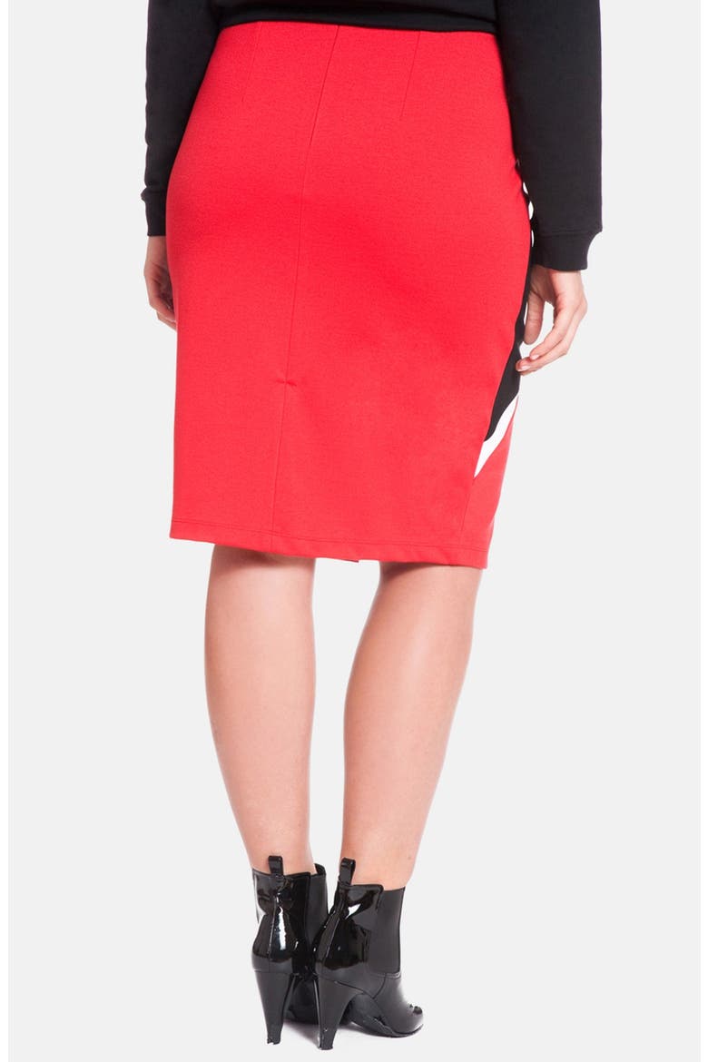 Asymmetrical Colorblock Pencil Skirt, Alternate, color, TARTAN/ BLACK/ WHITE