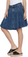 Wash Lab Denim Pleat Skater Denim Skirt