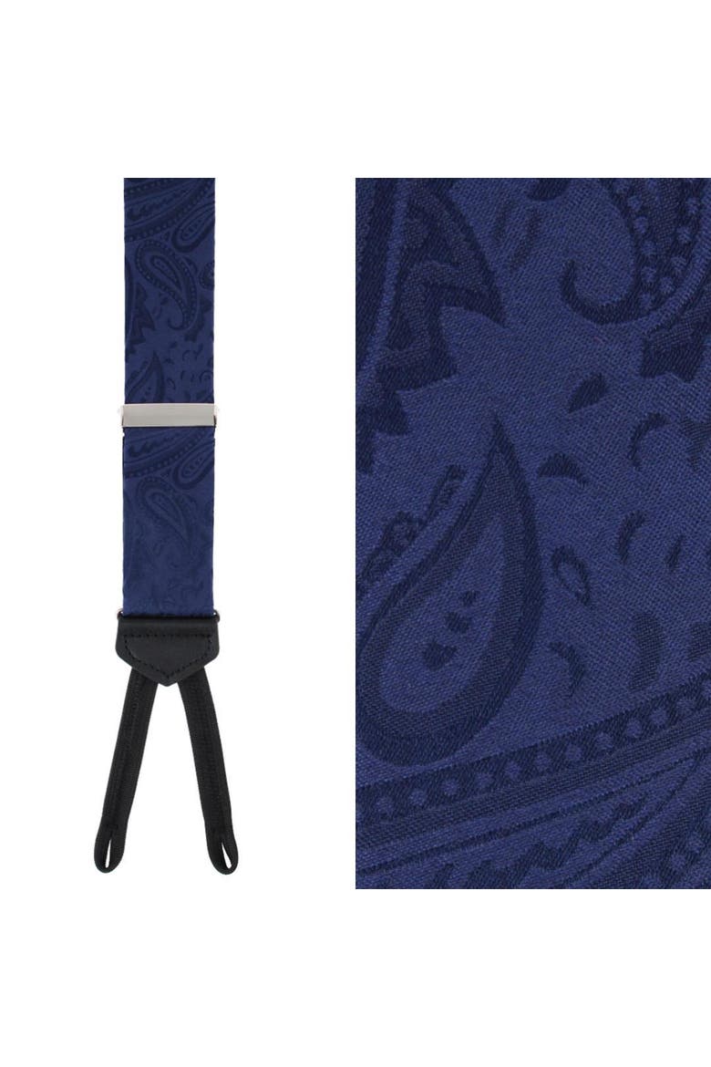 Banbury Tone on Tone Paisley Silk Formal Suspenders, Main, color, Navy Blue