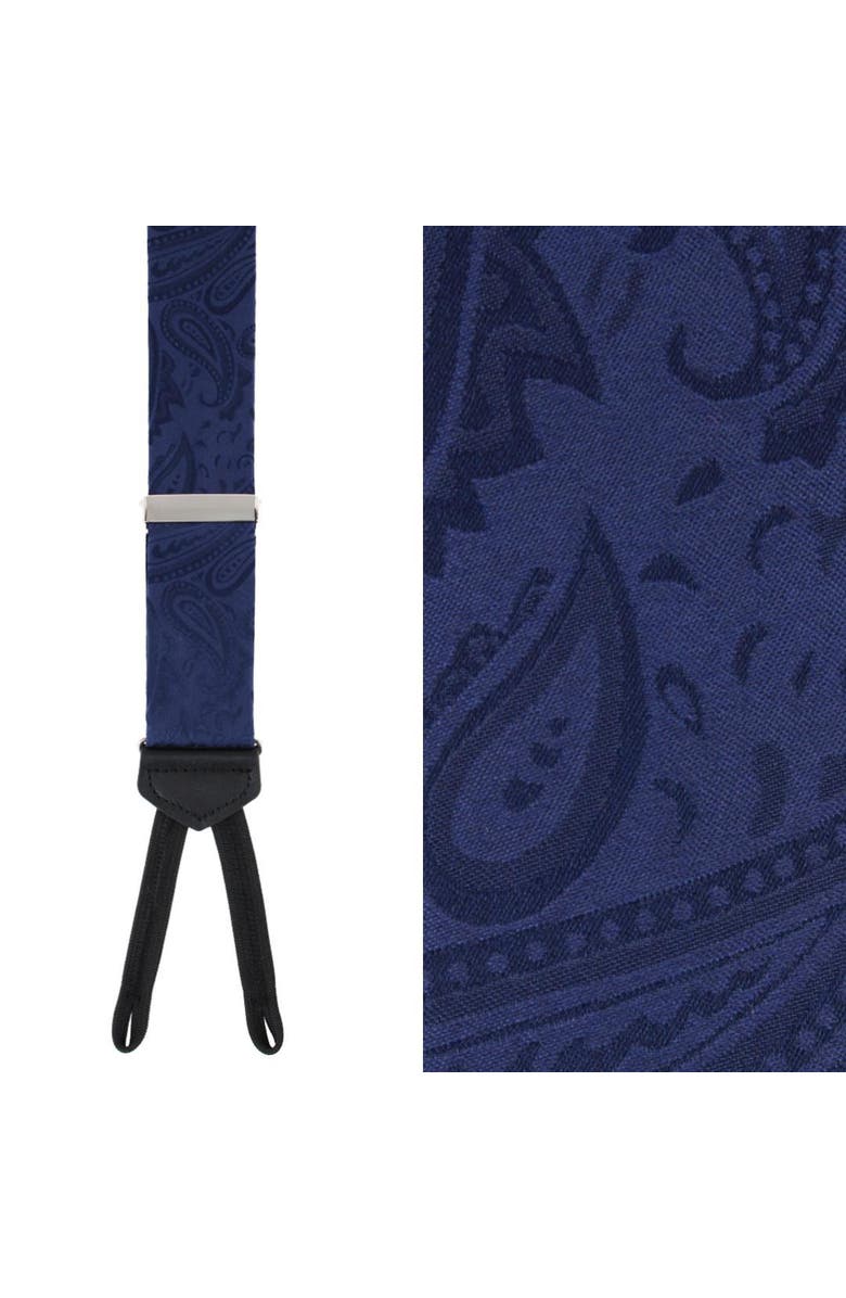 Trafalgar Banbury Tone on Tone Paisley Silk Formal Suspenders, Main, color, Navy Blue