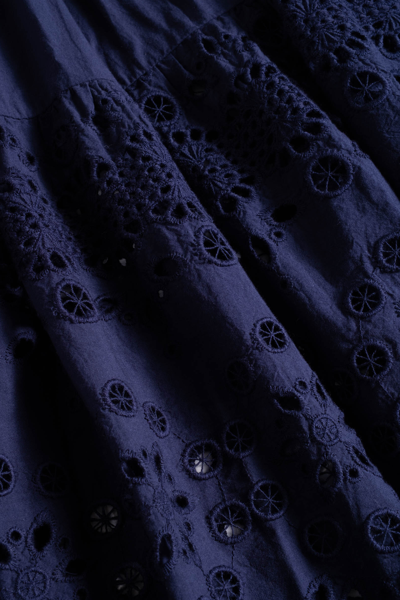 Ilyssa Eyelet Embroidered Square Neck Smocked Crop Top, Alternate, color, Navy Calypso Eyelet
