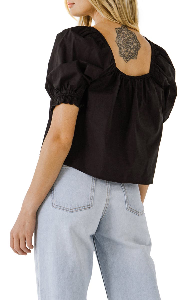 English Factory Puff Sleeve Cotton Top, Alternate, color,