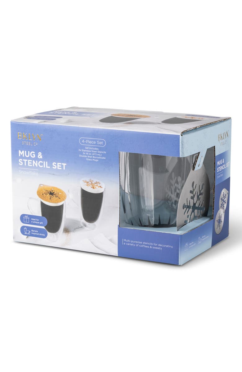 Core Home 4-Piece Mug & Snowflake Stencil Set, Main, color, Snowflake