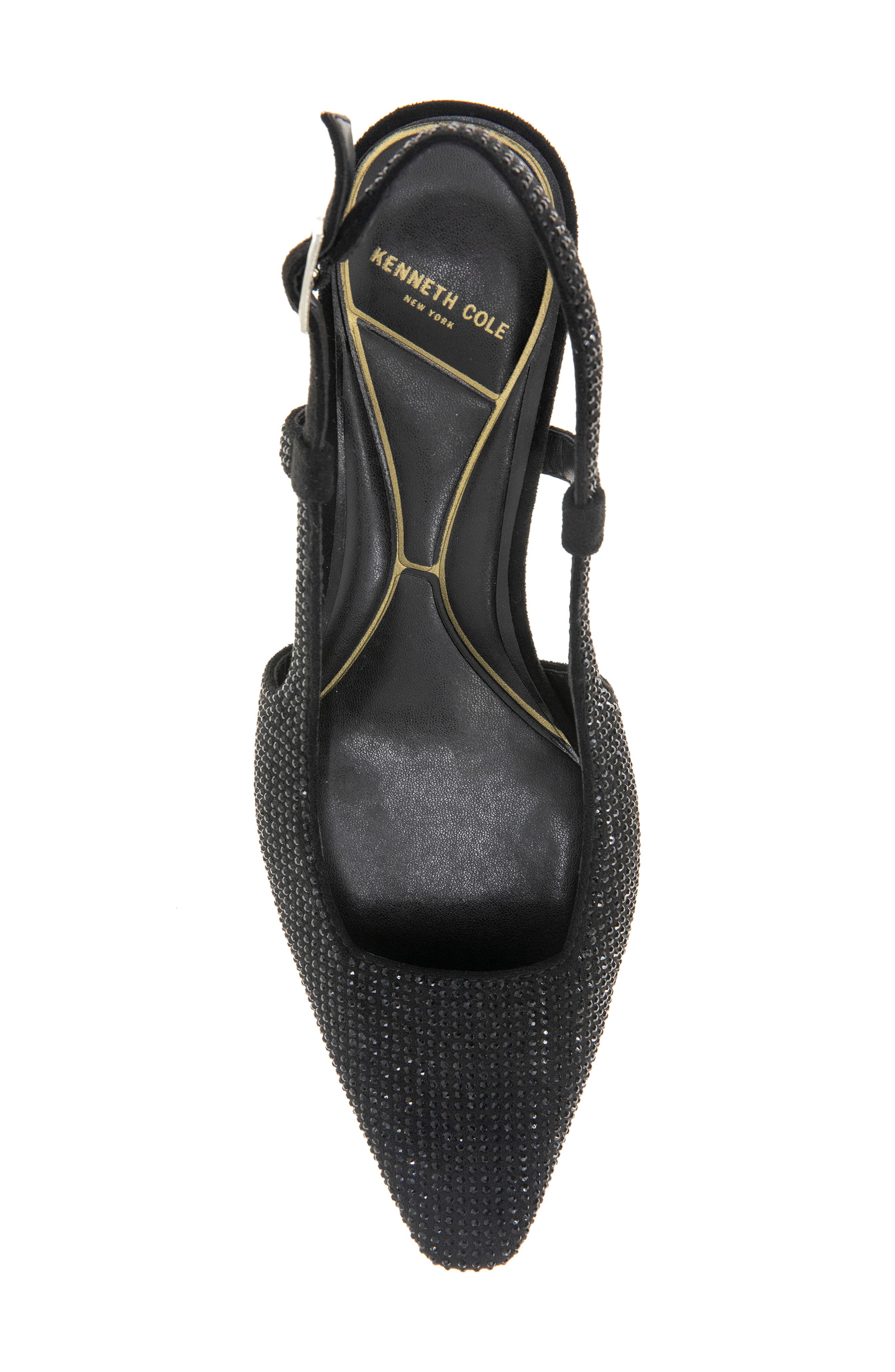 Kenneth Cole Martha Crystals Slingback Kitten Heel Pump, Alternate, color, Black/ Black Micro