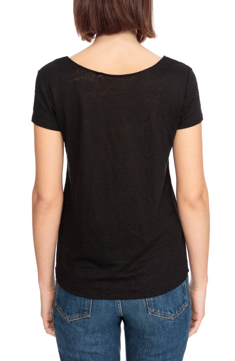 Sézane Loly Crochet Neck Linen Tee, Alternate, color,