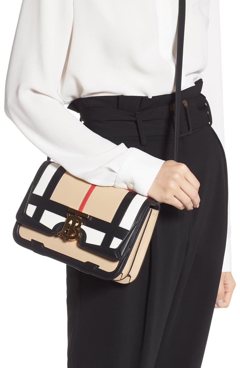 Burberry Small TB Patchwork Leather Crossbody Bag, Alternate, color,