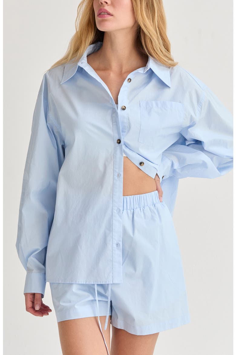 Oversized Poplin Shirt Two Piece Set, Main, color, Light Blue