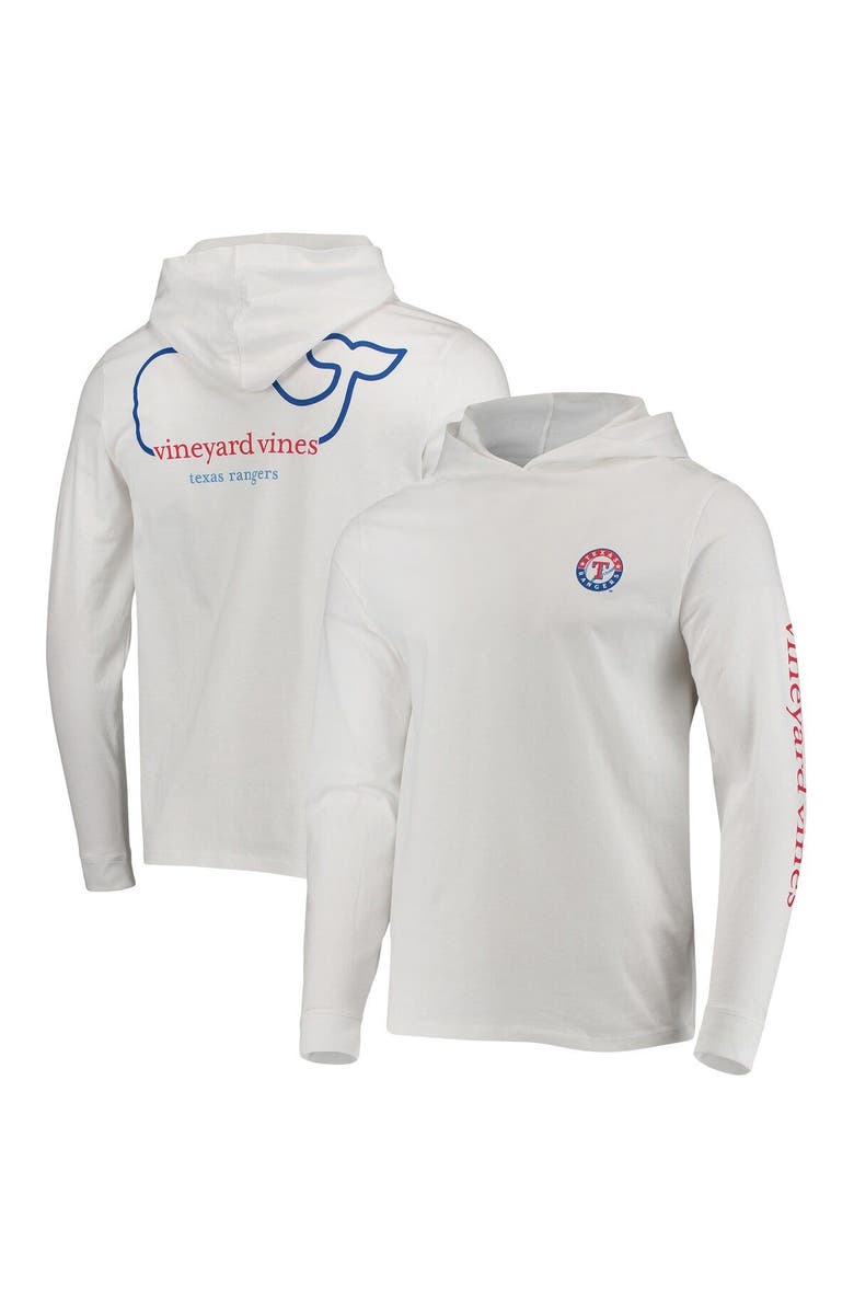 vineyard vines Men's Vineyard Vines White Texas Rangers Logo Hoodie Long Sleeve T-Shirt, Main, color, White