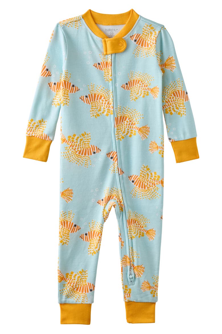 Shawn Footless Organic Cotton One-Piece Pajamas, Main, color, LION OF THE SEA