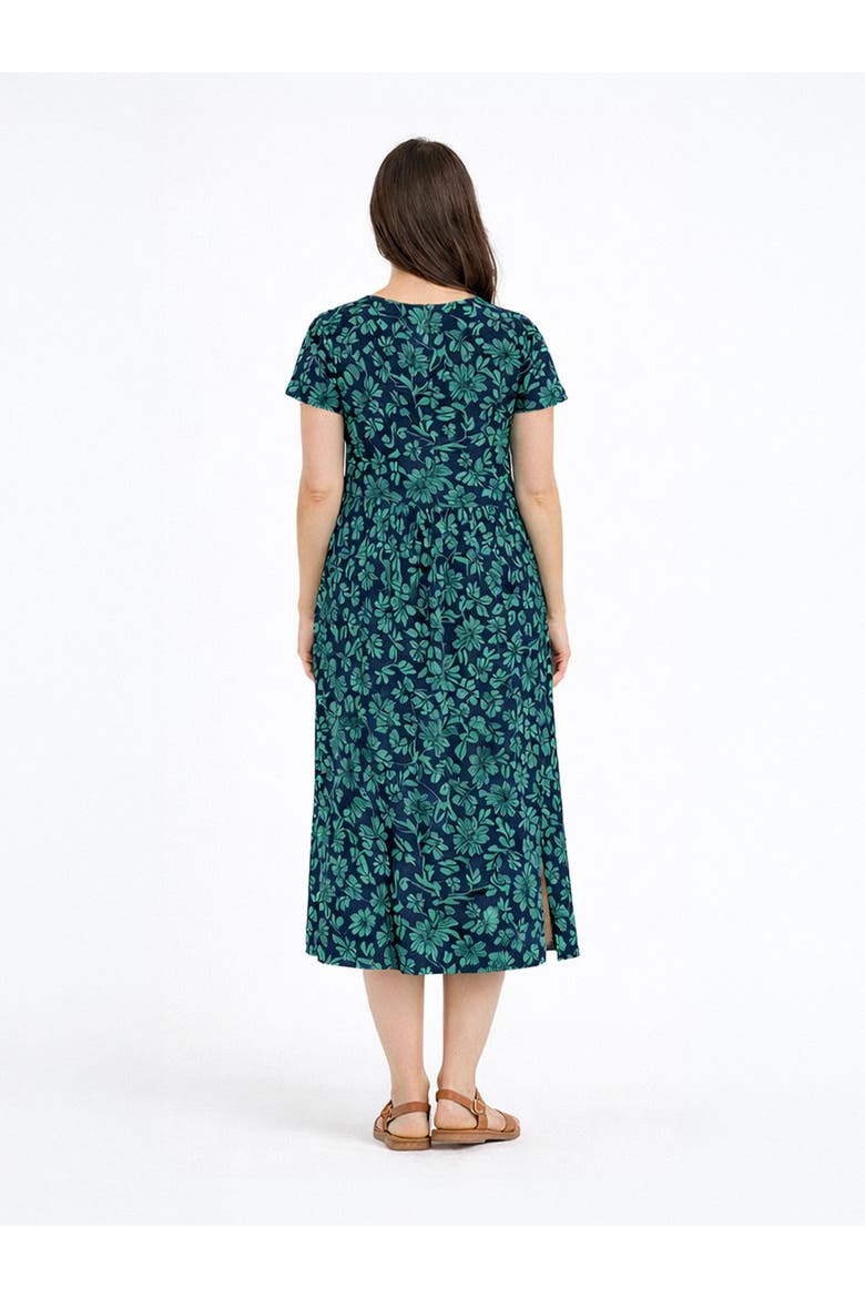 Printed Gathered-Waist Midi Jersey Dress, Alternate, color, Winter Western Paisley
