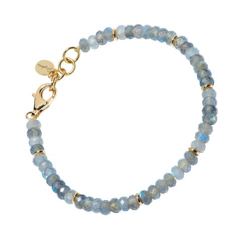 18K Gold Gemstone Beaded Bracelet