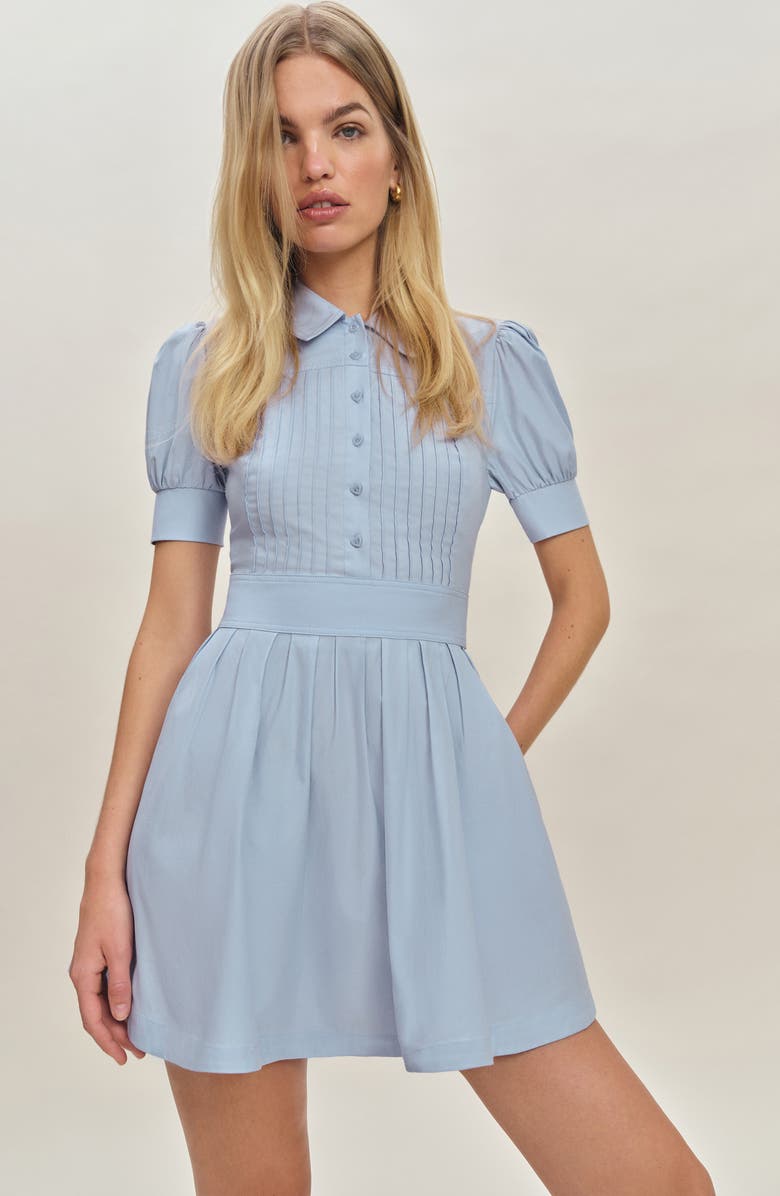 Reformation x Devon Lee Carlson Puff Sleeve Loonette Minidress, Alternate, color, Ice Water