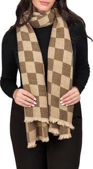 SAACHI Fringe Checkered Scarf