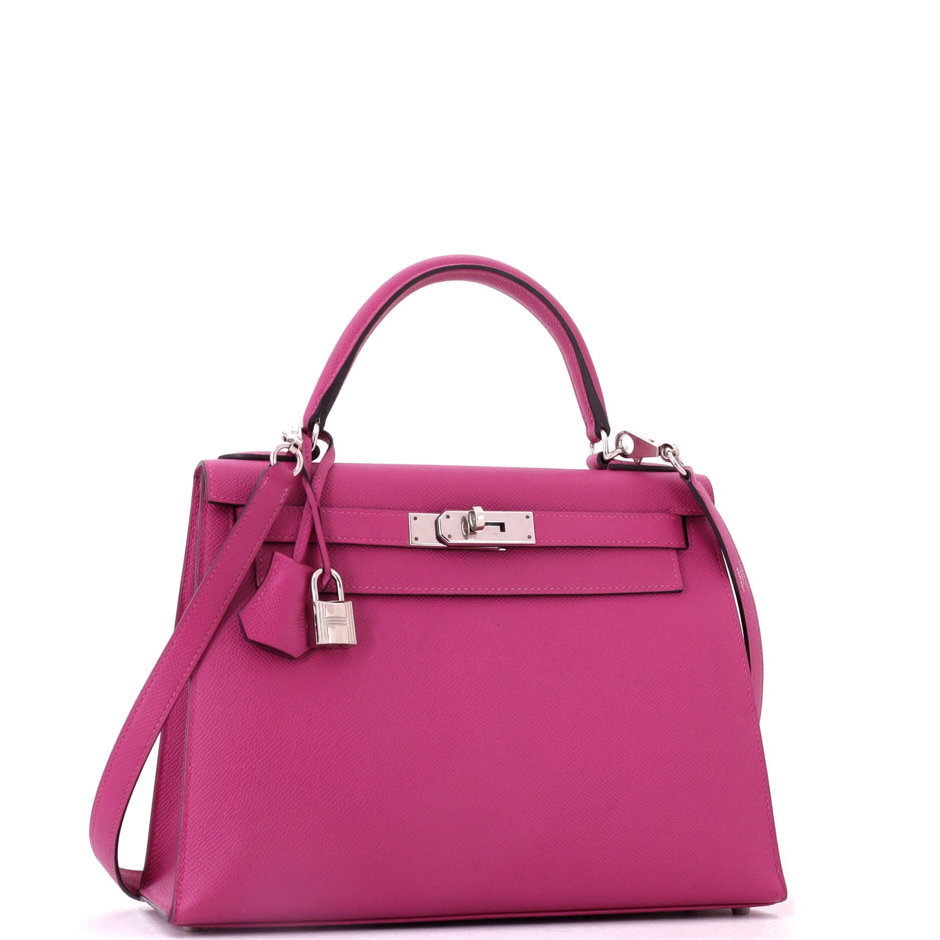 Kelly Handbag Pink Epsom with Palladium Hardware 28, Alternate, color, Rose Pourpre