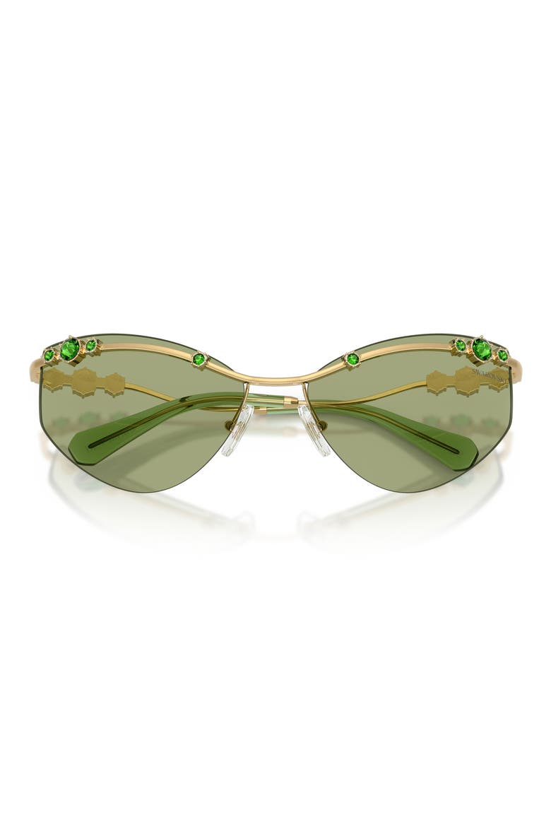 61mm Irregular Sunglasses, Alternate, color, GOLD / GREEN