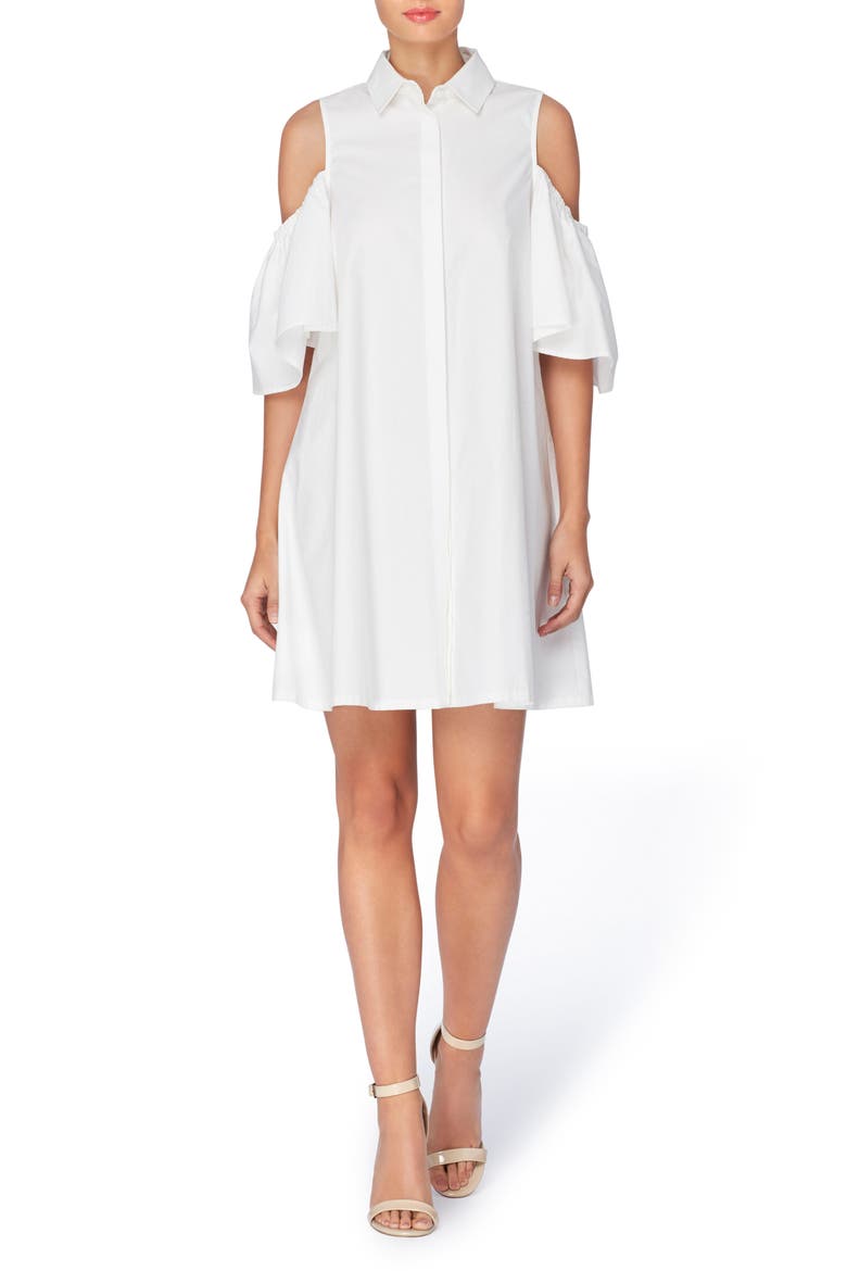 Zito Cold Shoulder Shirtdress, Main, color, WHITE