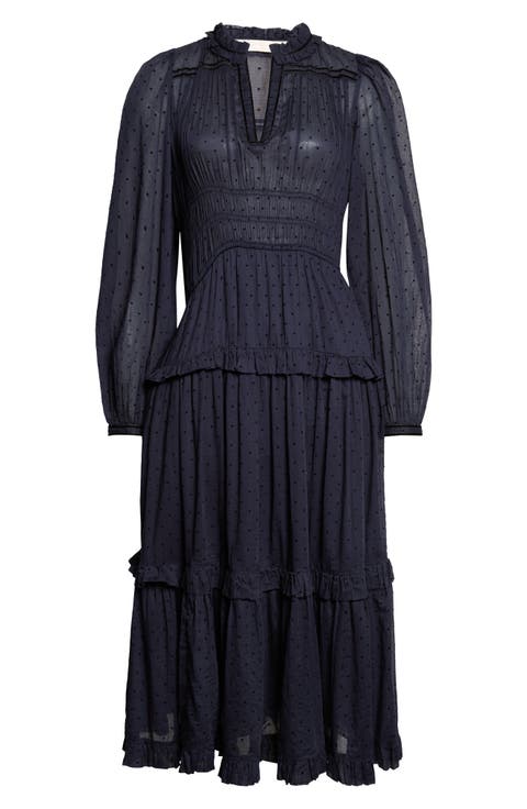 Ardelle Dotted Cotton Midi Dress