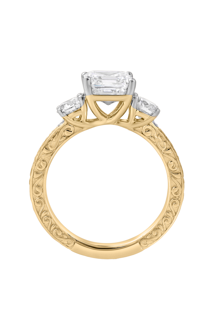 Nyraelle 14K Gold 2.70 Ct Asscher Lab Grown Diamond Engagement Ring, Alternate, color, 14K Yellow Gold