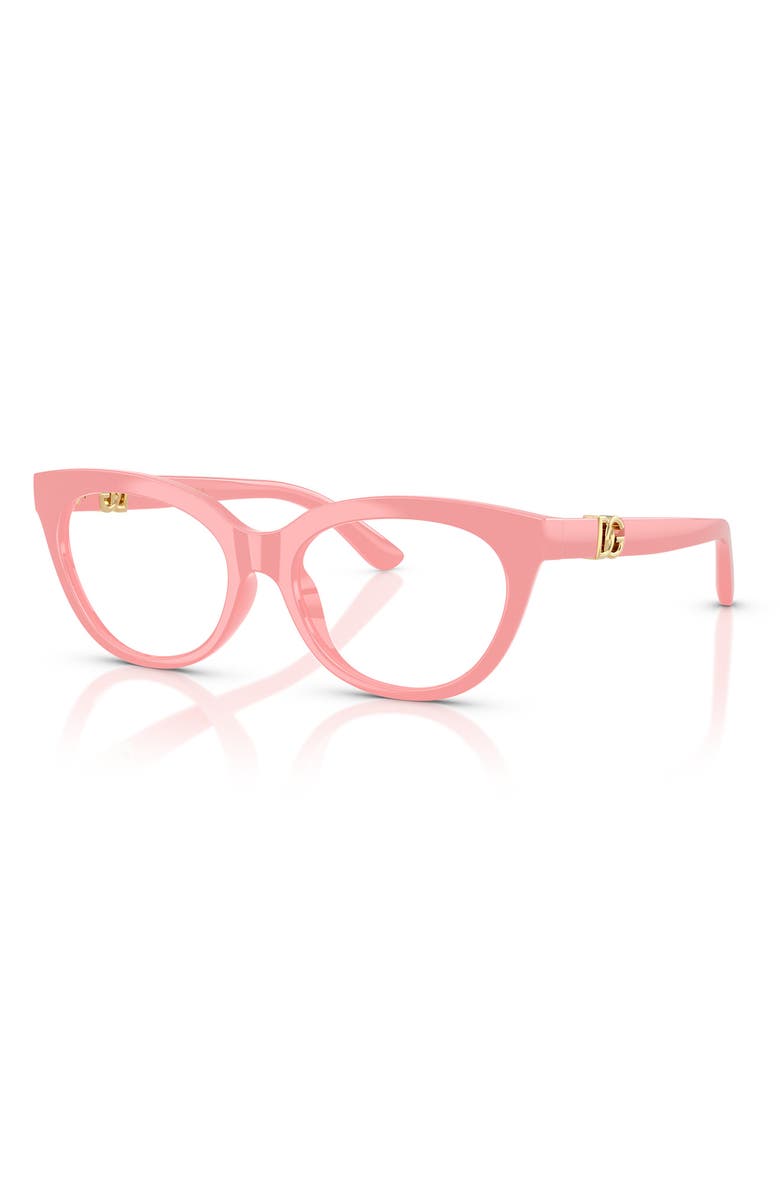 Dolce&Gabbana Kids' 48mm Small Butterfly Optical Glasses, Alternate, color, Pastel Pink / Demo Lens