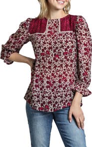 APNY Mixed Media Peasant Top