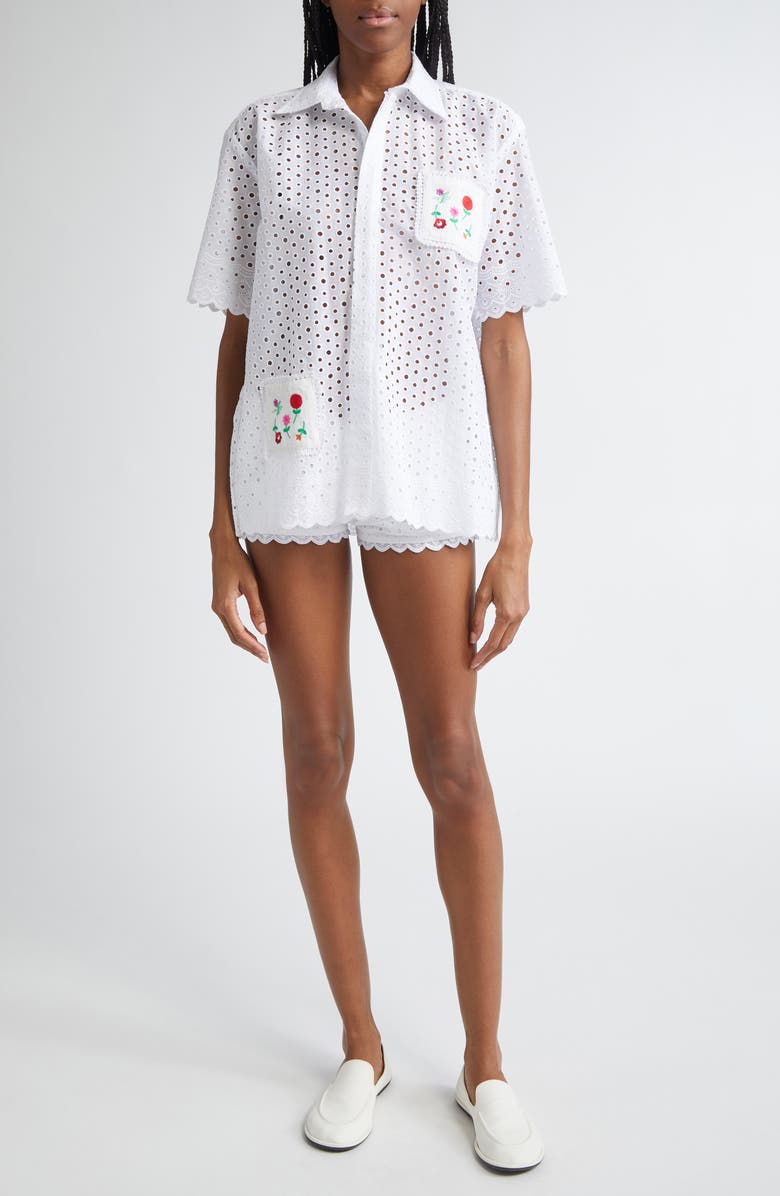 KÚR Coaster Pockets Broderie Anglaise Shirt, Alternate, color, 