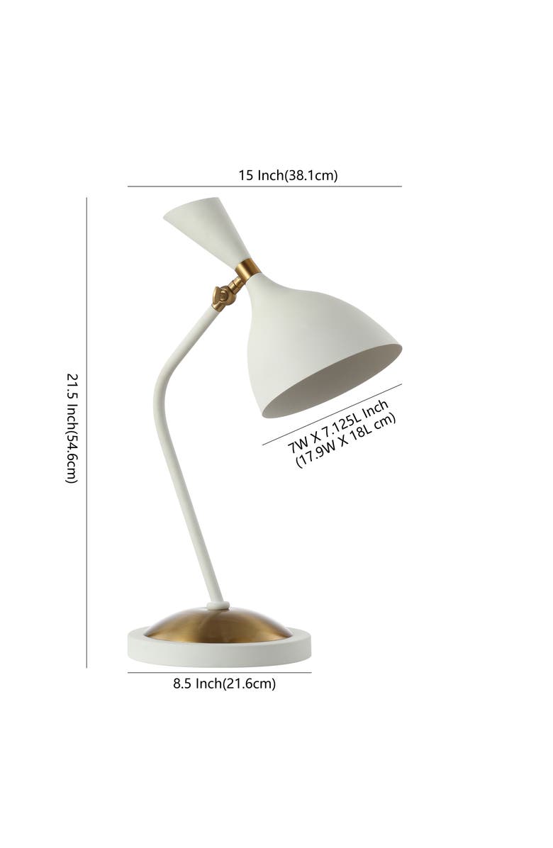 JONATHAN Y Albert Iron Retro Mid-Century LED Table Lamp, Alternate, color, White